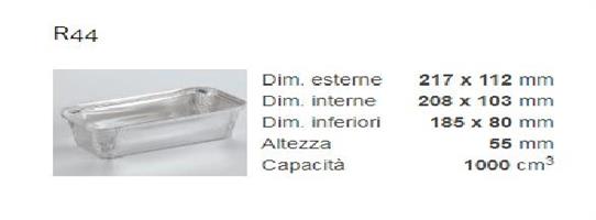 VASCHETTA ALLUMINIO R44L 3PRZ CF=50PZ BORDO ALTO 20X12CM RET